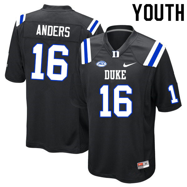 Youth #16 Cade Anders Duke Blue Devils College Football Jerseys Sale-Black